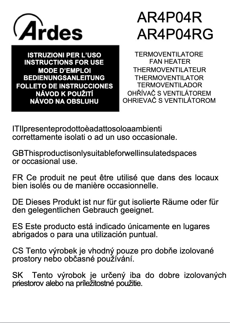 Page 1 de la notice Instructions / montage Ardes AR4P04RG