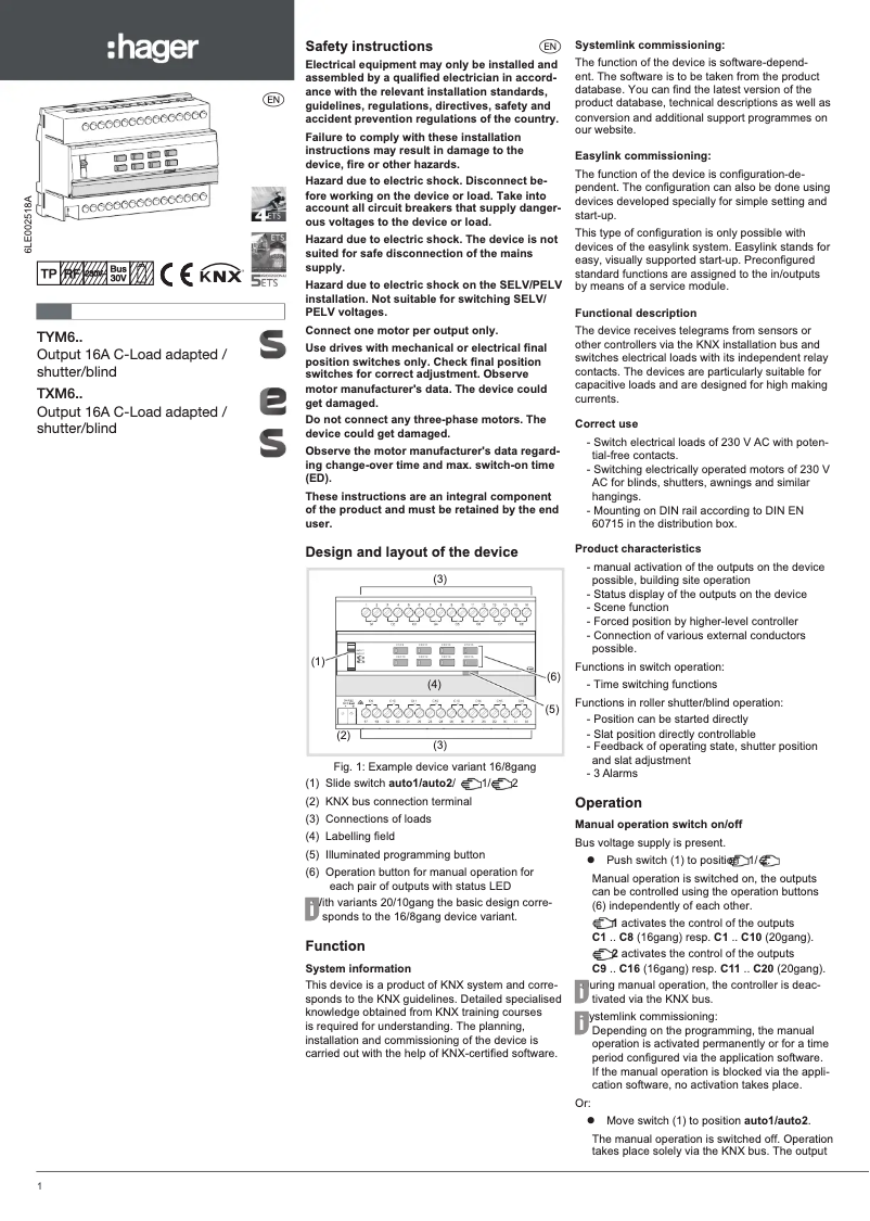 Image de la première page du manuel de l'appareil TXM616D