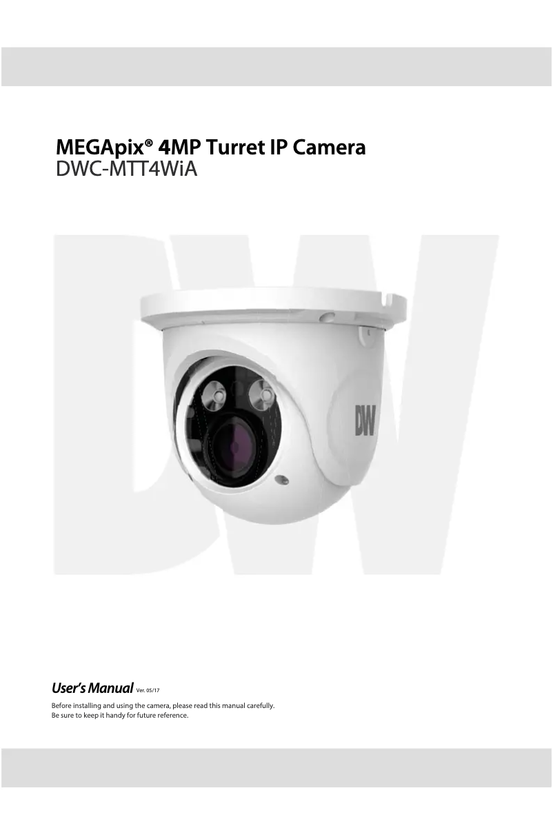 Image de la première page du manuel de l'appareil MegaPix DWC-MTT4WIA