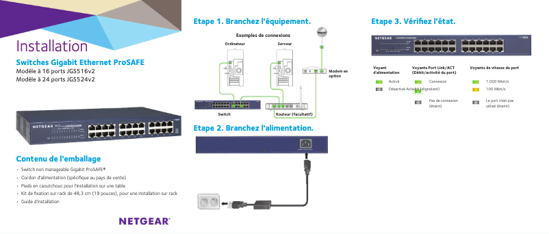 Page n°1 - Guide d'installation Netgear ProSafe JGS524v2