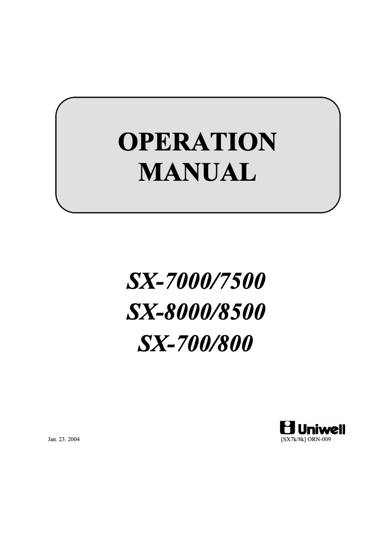 Imagen de la primera página del manual del dispositivo SX-800