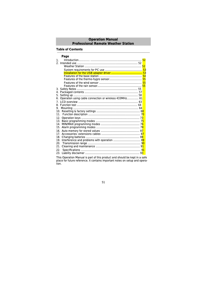Image de la première page du manuel de l'appareil WS 2350