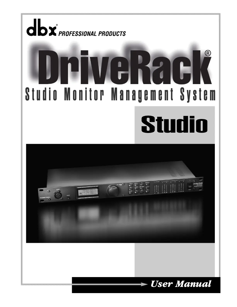 Page n°1 - Manuel utilisateur DBX DriveRack Studio