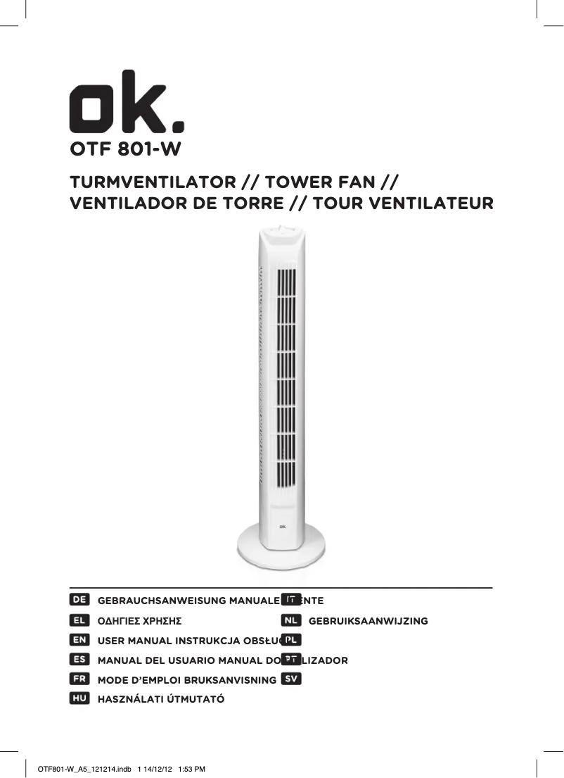 Page 1 de la notice Manuel utilisateur OK OTF 801-W