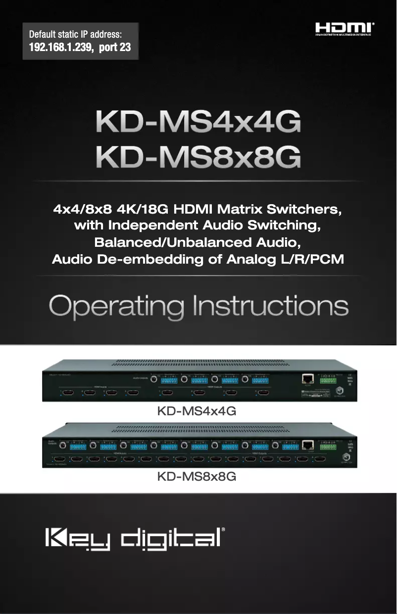 Page 1 de la notice Manuel utilisateur Key Digital KD-MS8x8G
