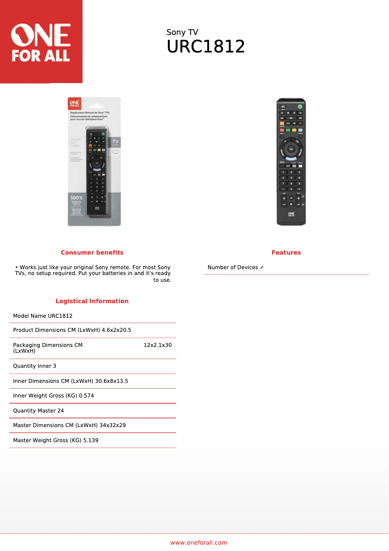 Image de la première page du manuel de l'appareil URC 1812