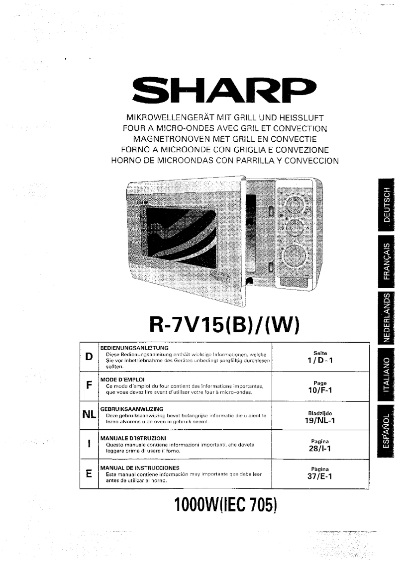 Page 1 de la notice Manuel utilisateur Sharp R-7V15