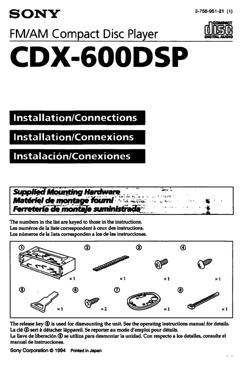 Image de la première page du manuel de l'appareil CDX-600DSP