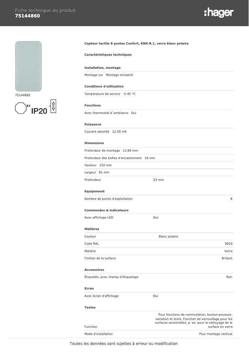 Image de la première page du manuel de l'appareil 75144860