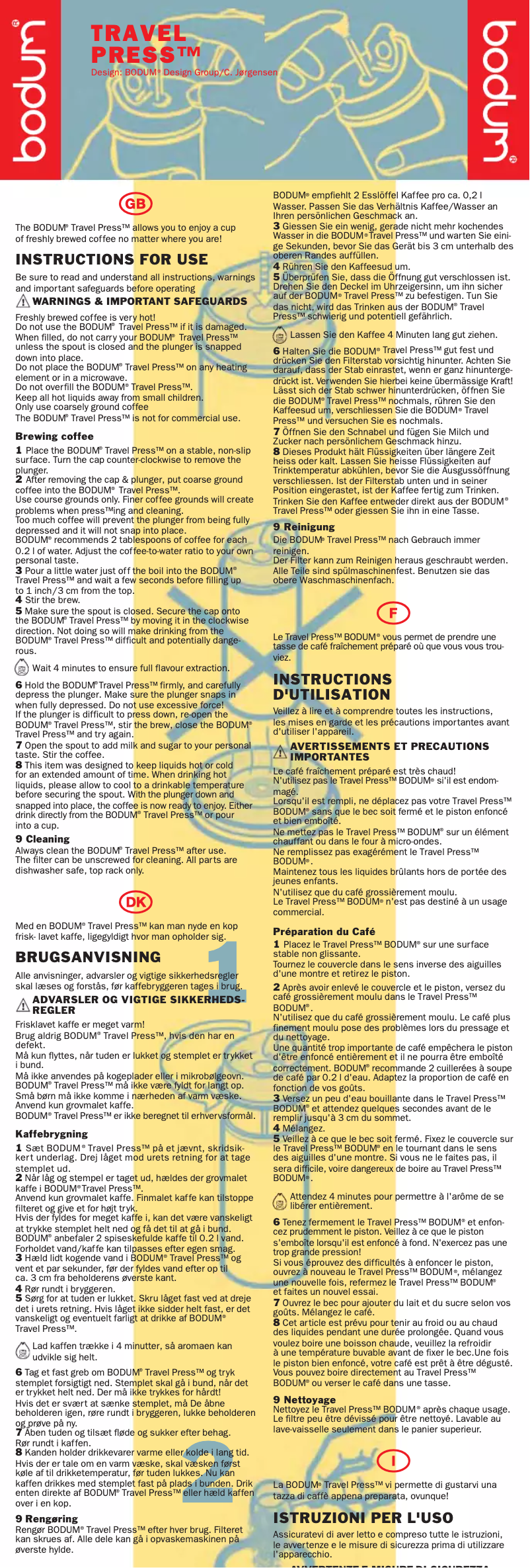 Página 1 del manual Manual de usuario Bodum Travel Press