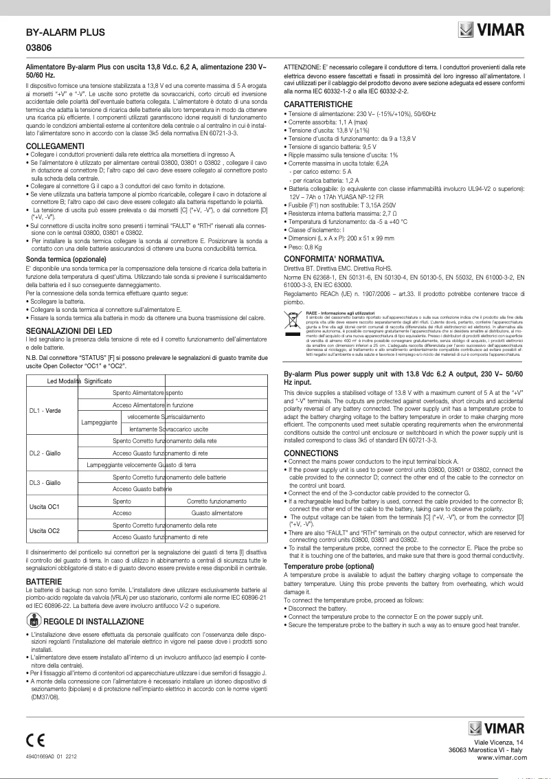 Page n°1 - Instructions / montage Vimar 03806