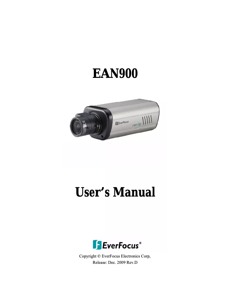 Page 1 de la notice Manuel utilisateur EverFocus EAN900