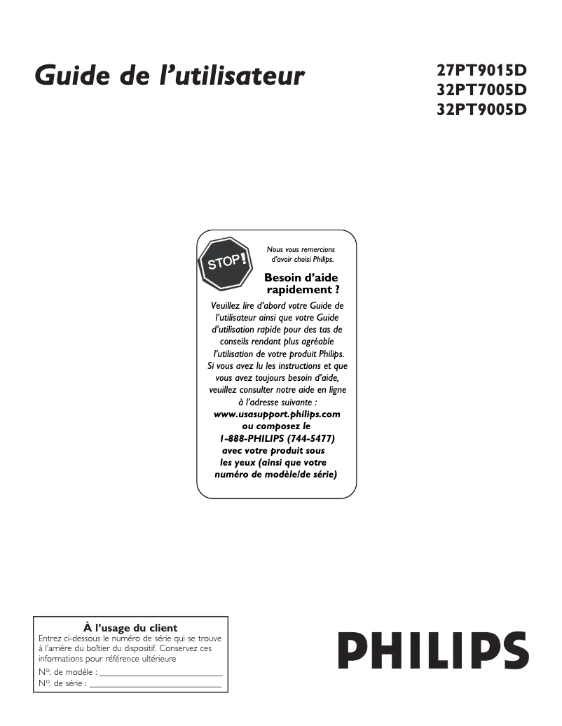 First page image of the manual for 27PT9015D
