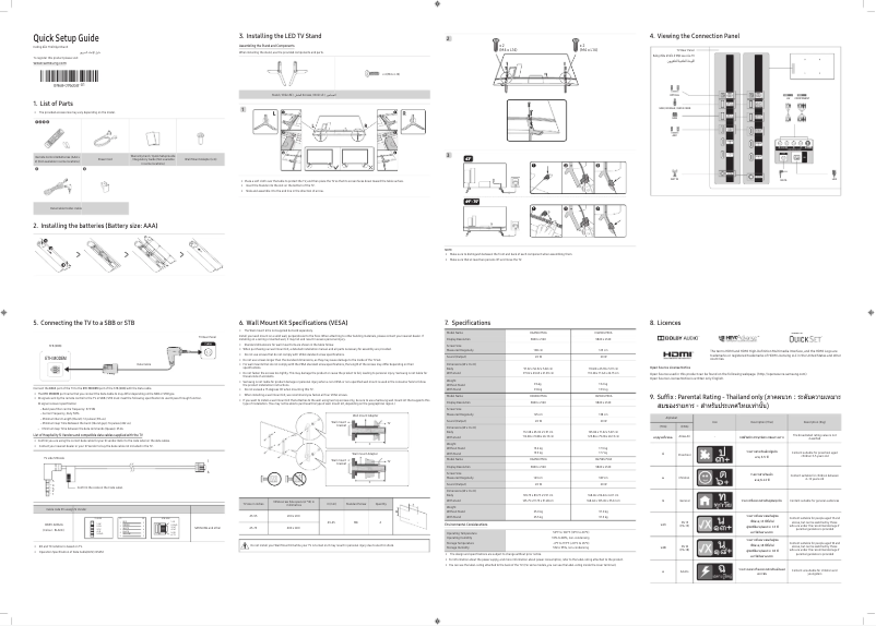 Page n°1 - Manuel utilisateur Samsung HG65RU750AK