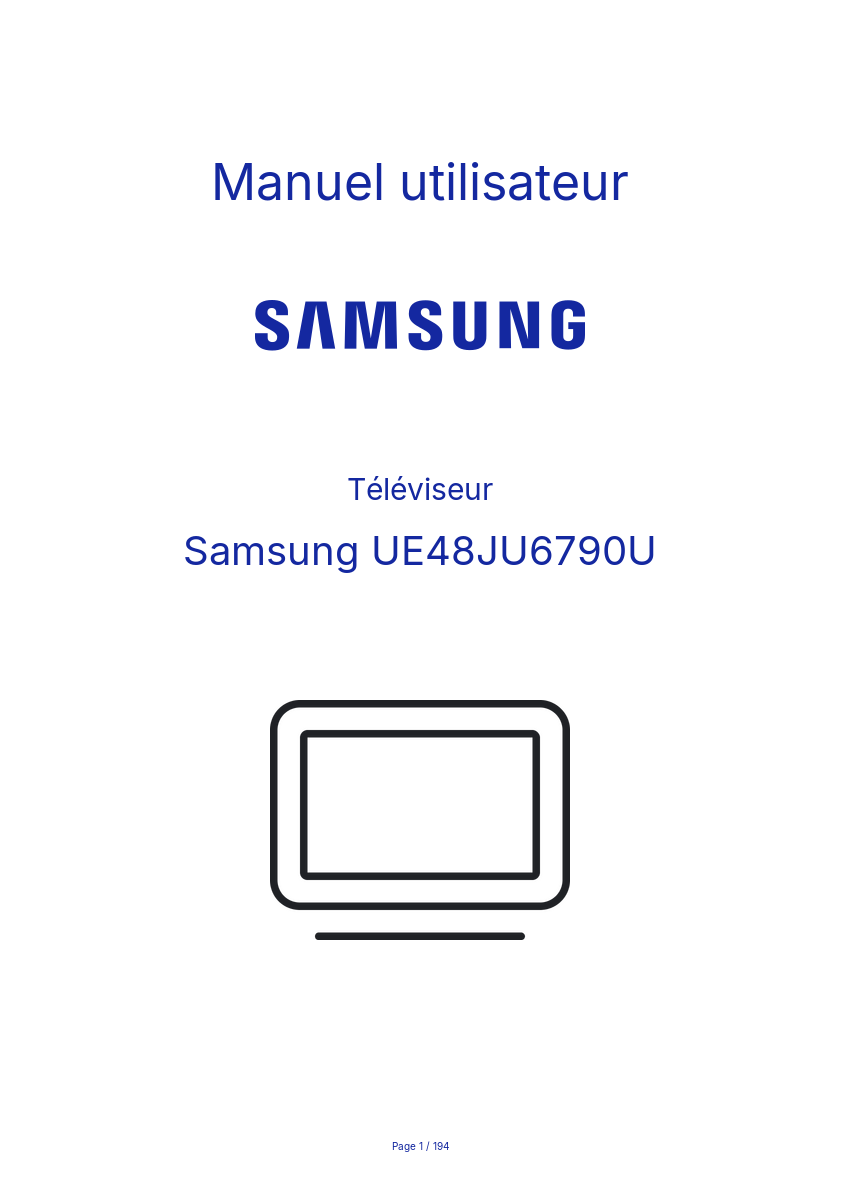 Image de la première page du manuel de l'appareil UE48JU6790U
