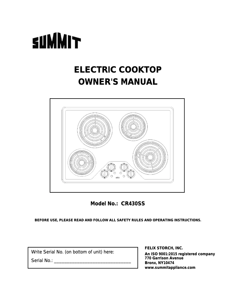 Image de la première page du manuel de l'appareil CR430SS