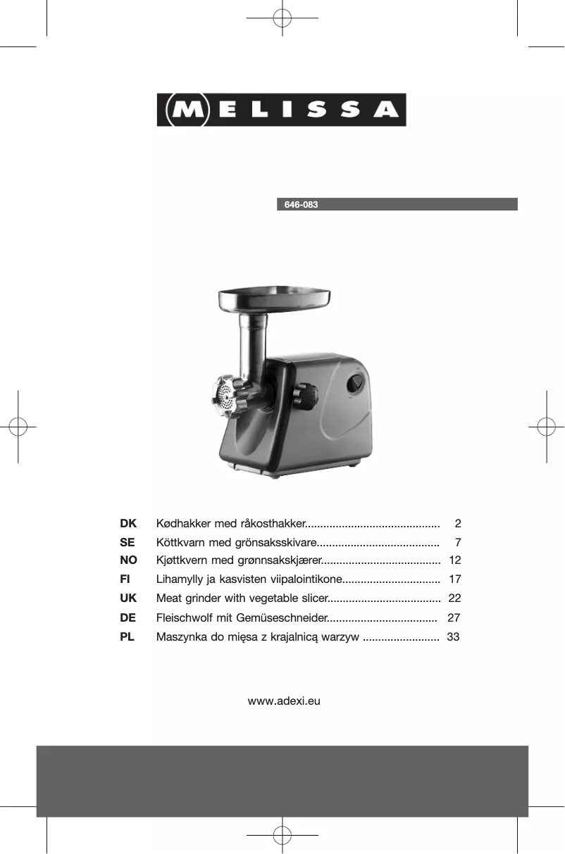 Image de la première page du manuel de l'appareil 646083