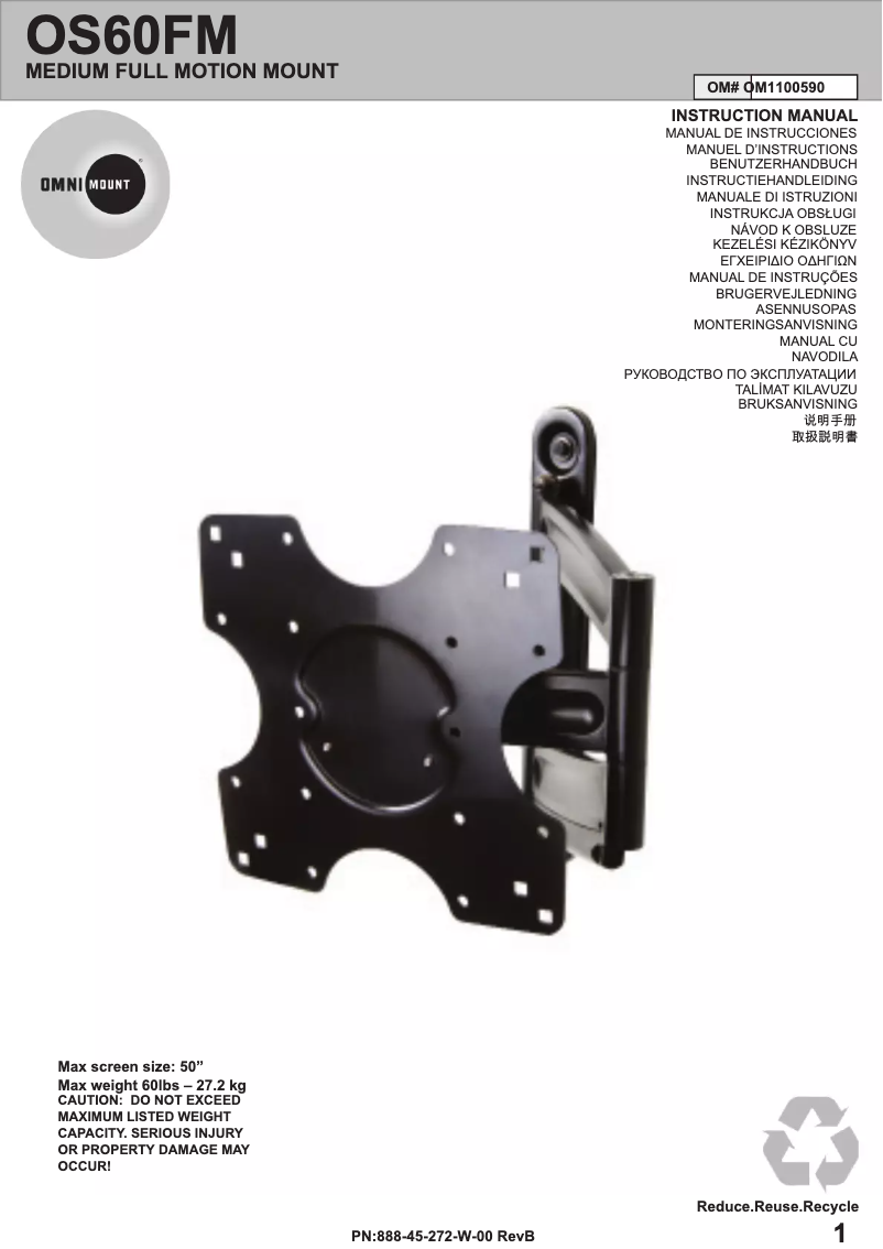 Page n°1 - Manuel utilisateur OmniMount OS60FM