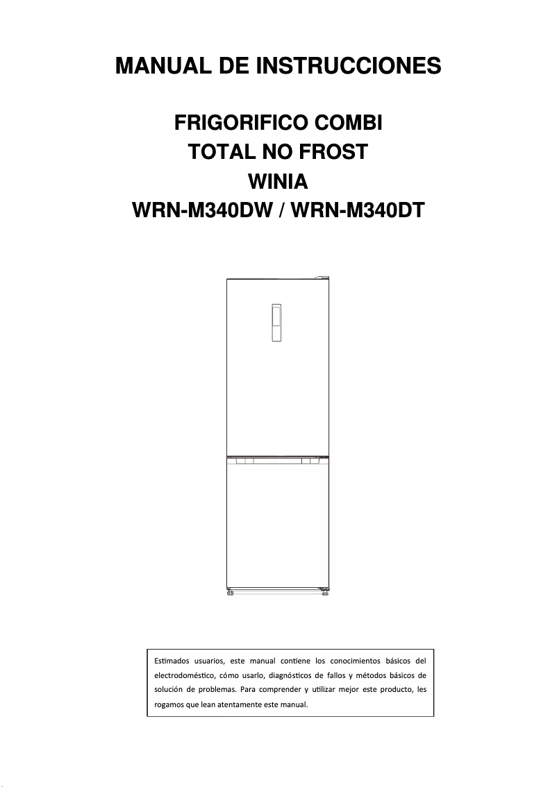 Page n°1 - Manuel utilisateur Winia WRN-M340DW