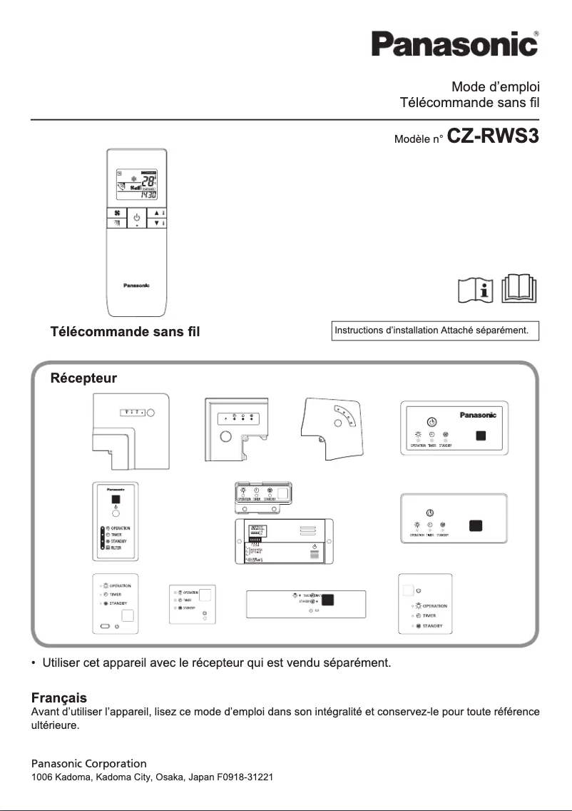 Image de la première page du manuel de l'appareil CZ-RWS3
