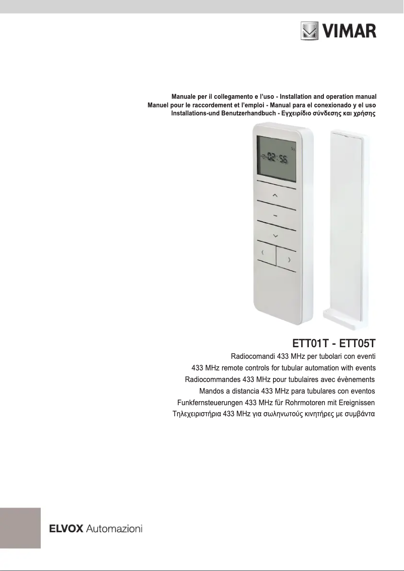 Page n°1 - Manuel utilisateur Vimar ELVOX ETT01T