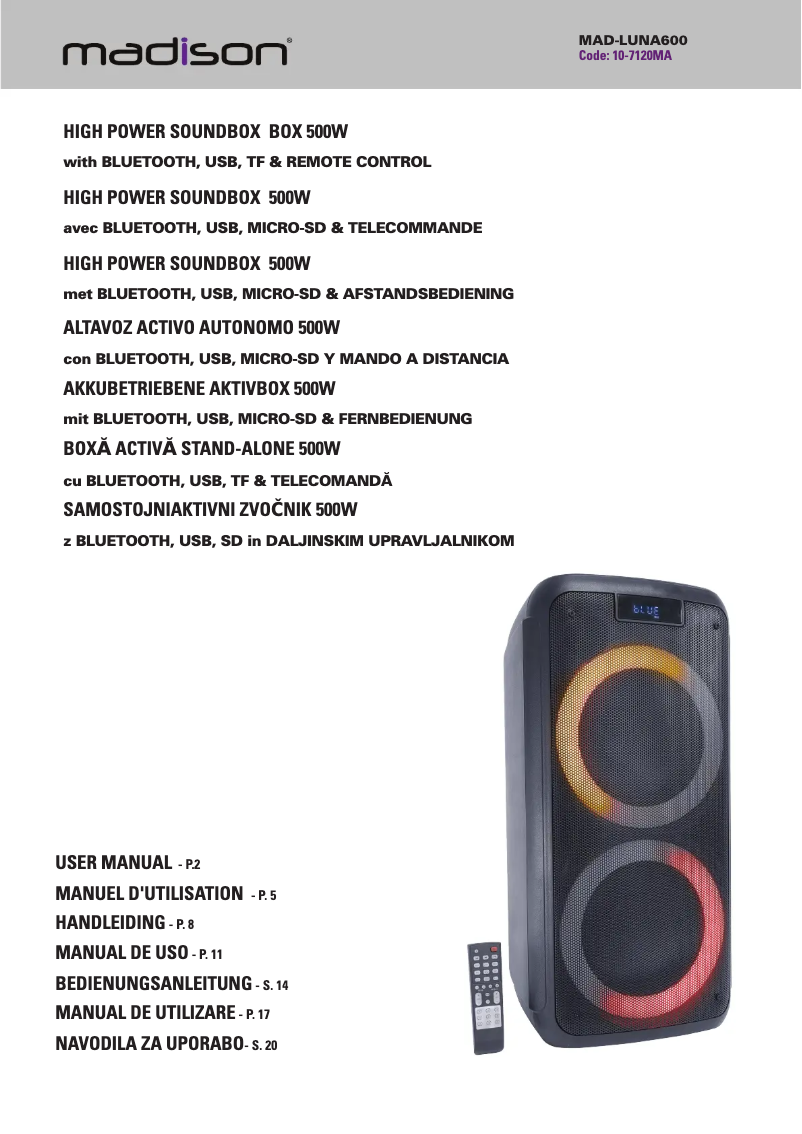 Page 1 de la notice Manuel utilisateur Lotronic MAD-LUNA600