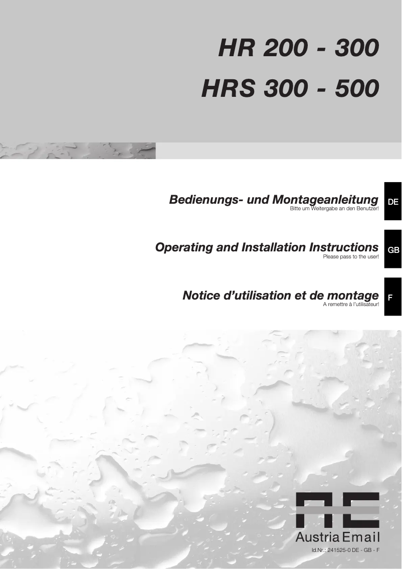 Page n°1 - Manuel utilisateur Panasonic HR 300