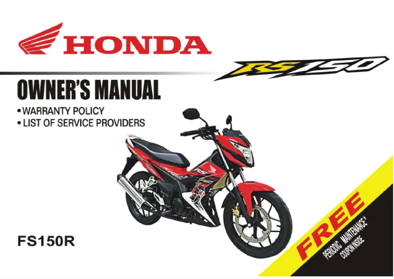 Page 1 de la notice Manuel utilisateur Honda RS150 (2018)