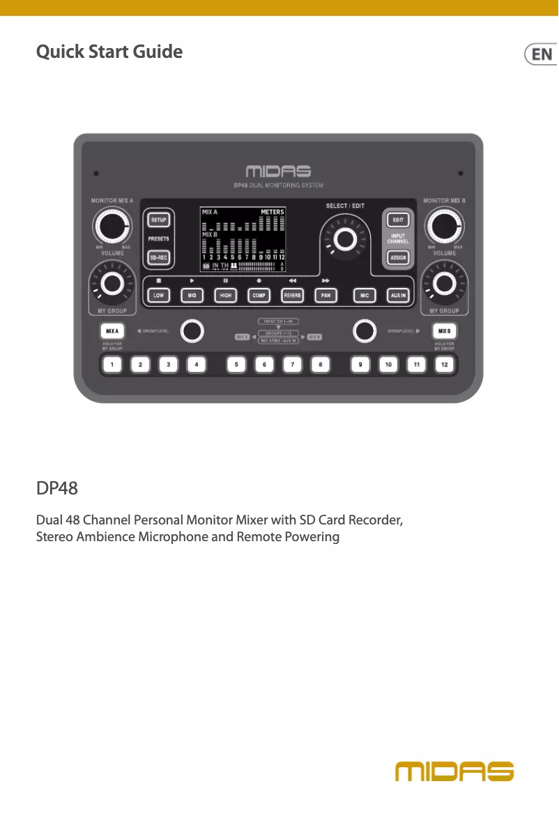 Page 1 de la notice Manuel utilisateur Midas DP48
