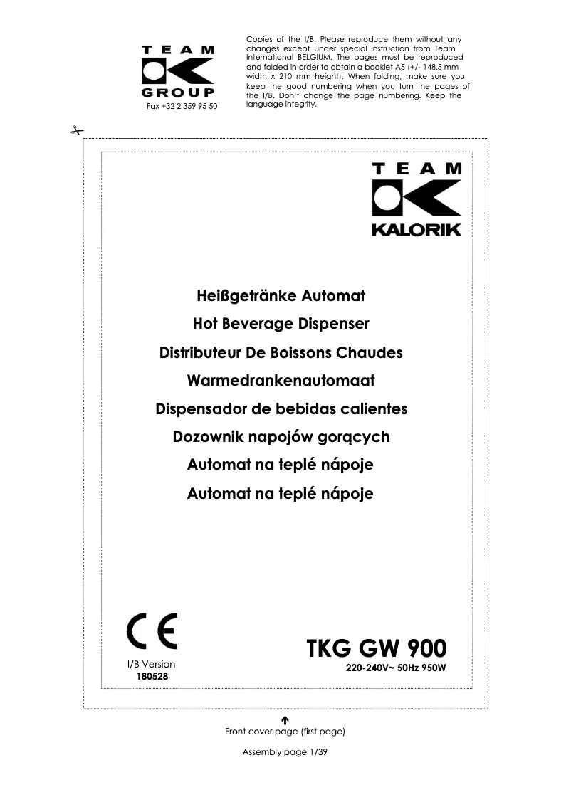 Página 1 del manual Manual de usuario Kalorik TKG GW 900