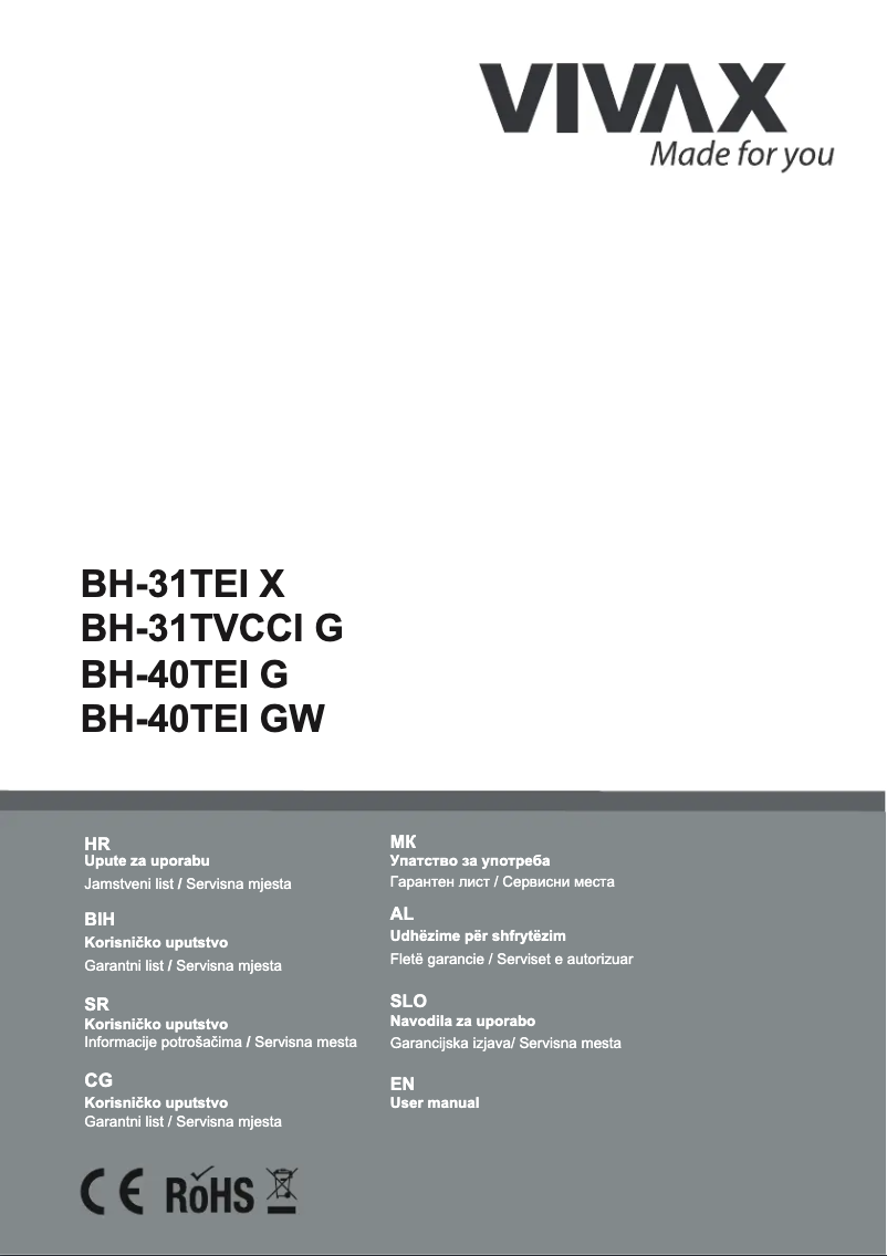 Page 1 de la notice Manuel utilisateur Vivax BH-40TEI G