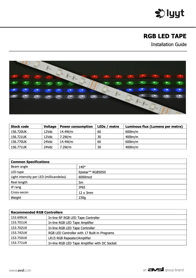 Page n°1 - Manuel utilisateur LYYT LT24560-RGB
