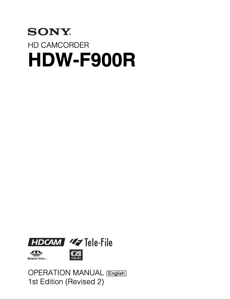 Image de la première page du manuel de l'appareil HDW-F900R