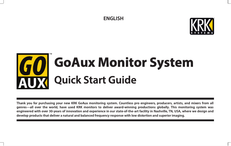 Page 1 de la notice Manuel utilisateur KRK GoAux 4