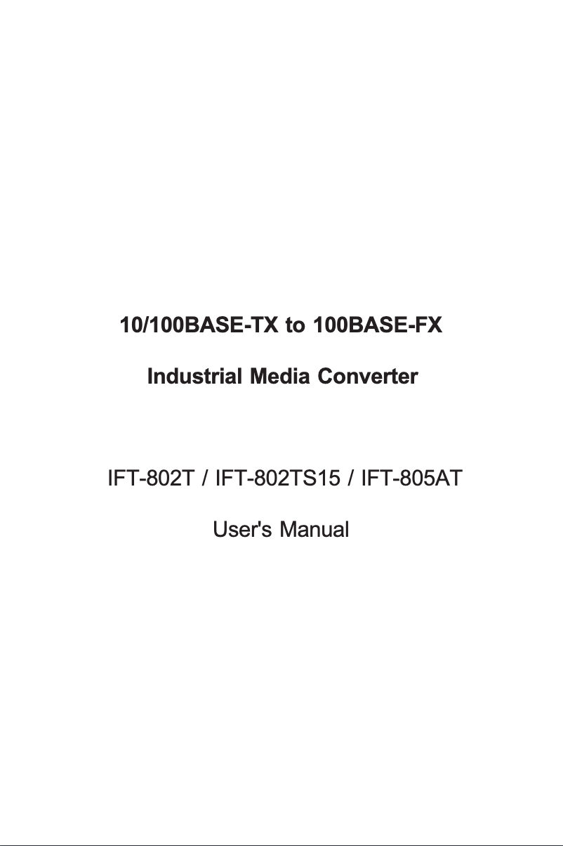 Page 1 de la notice Manuel utilisateur Planet IFT-802TS15