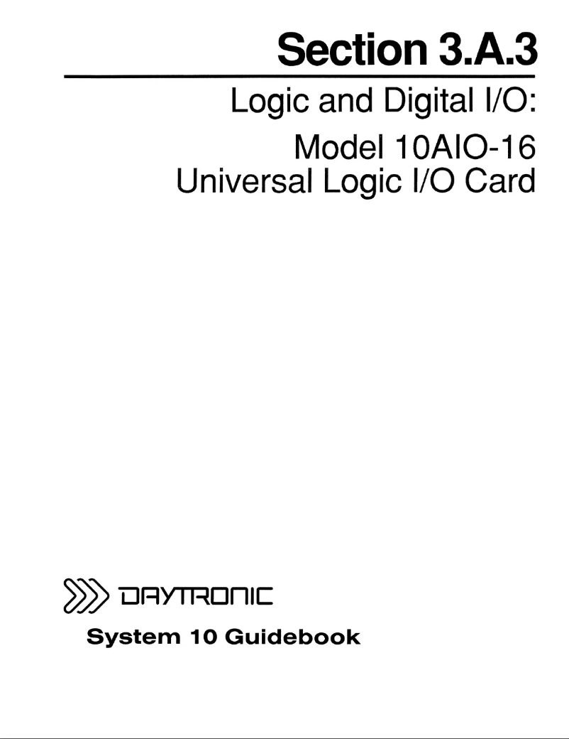 Page 1 de la notice Manuel utilisateur Daytronic 10AIO-16