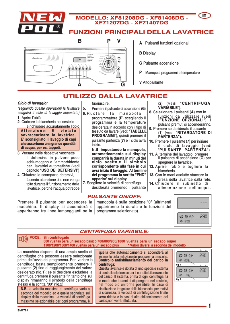 Page 1 de la notice Manuel utilisateur New Pol XF81408DG