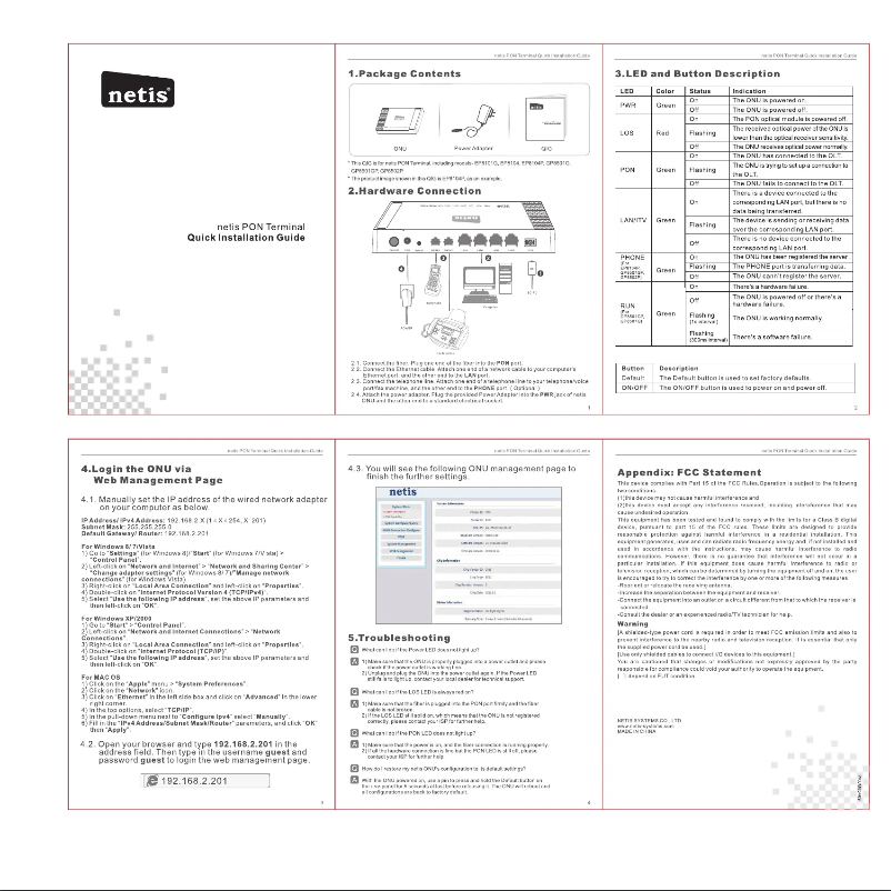 Page n°1 - Manuel utilisateur Netis GP8502P