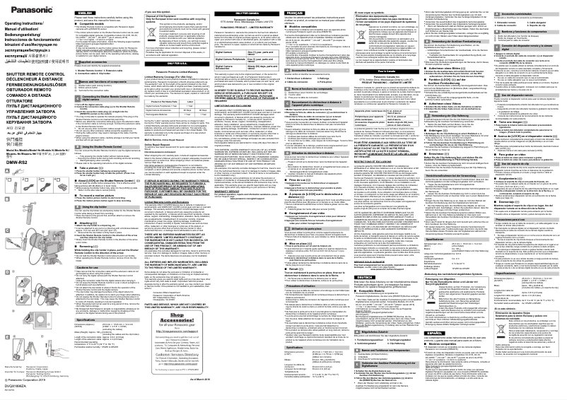 Page 1 de la notice Manuel utilisateur Panasonic Lumix DMW-RS2