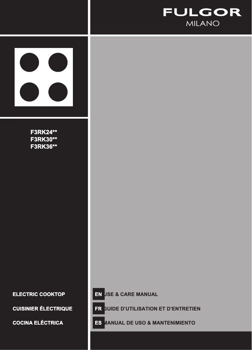 Page n°1 - Manuel utilisateur Fulgor Milano F3RK24S2