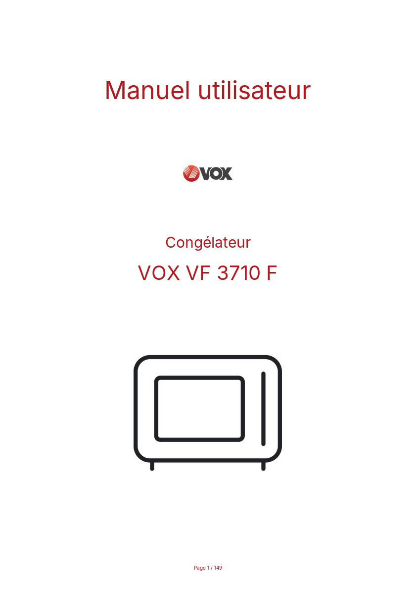 Page n°1 - Manuel utilisateur VOX VF 3710 F