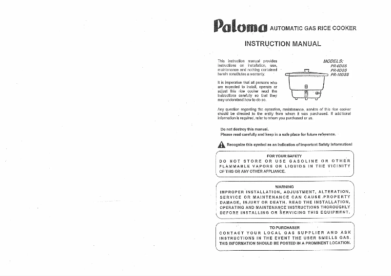 Page n°1 - Manuel utilisateur Paloma PR-6DSS