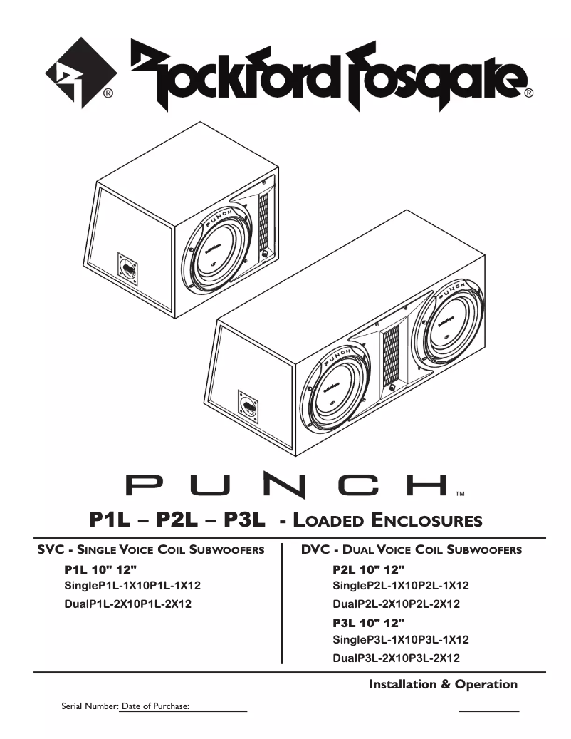 Page n°1 - Manuel utilisateur Rockford Fosgate Punch P3L-1X10