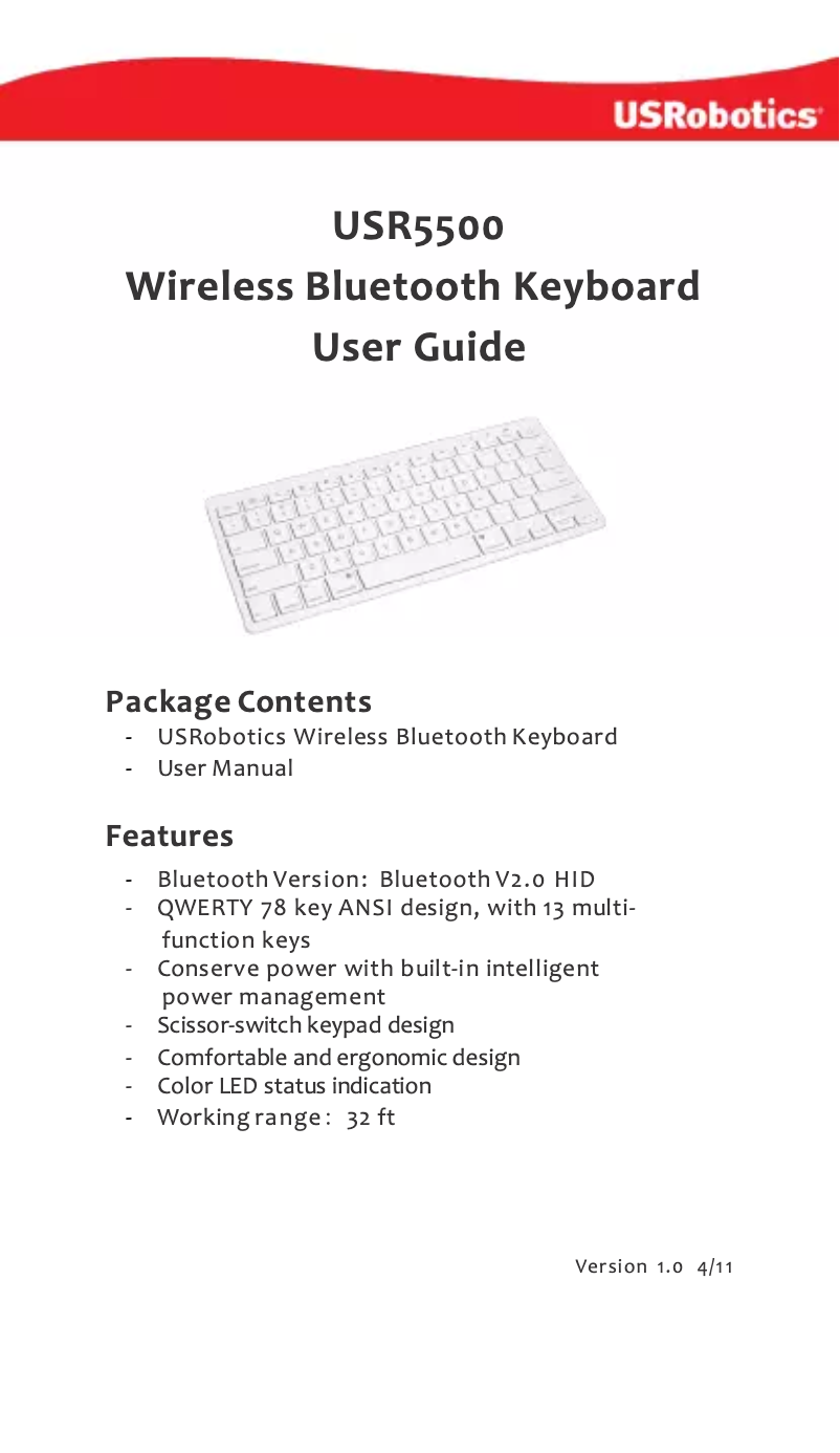 Imagen de la primera página del manual del dispositivo USR5500