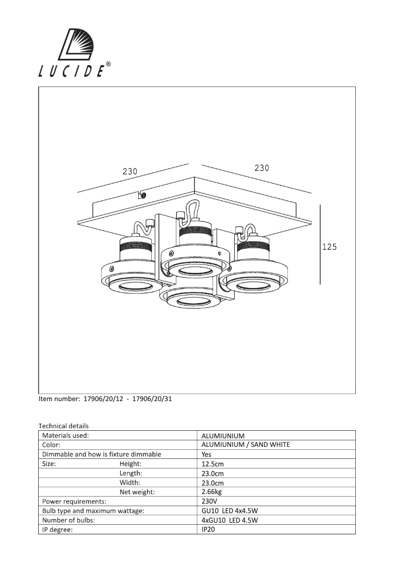 Page n°1 - Manuel utilisateur Lucide Landa 17906/20/12
