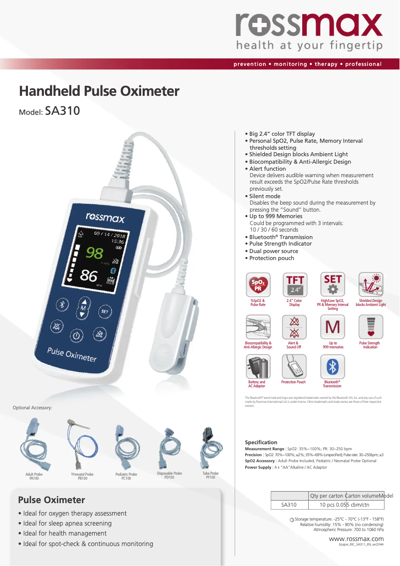 Page 1 de la notice Brochure Rossmax SA310