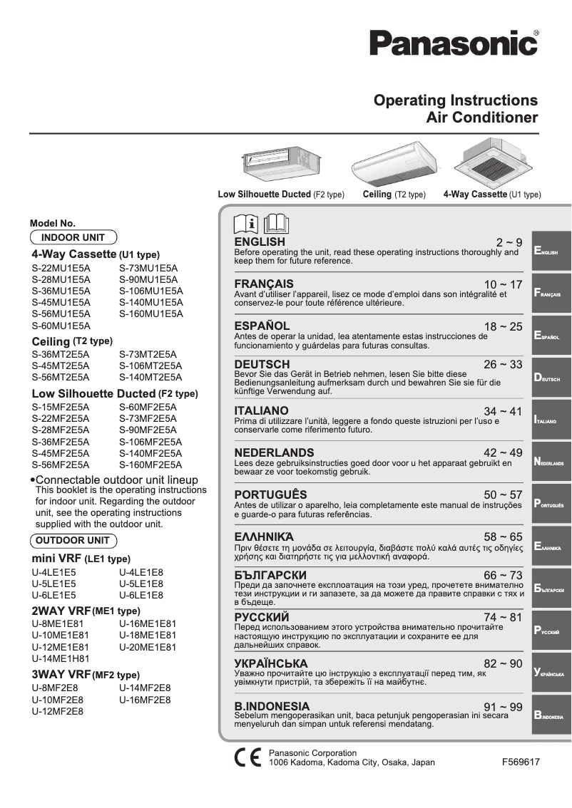 Page n°1 - Manuel utilisateur Panasonic S-36MT2E5A