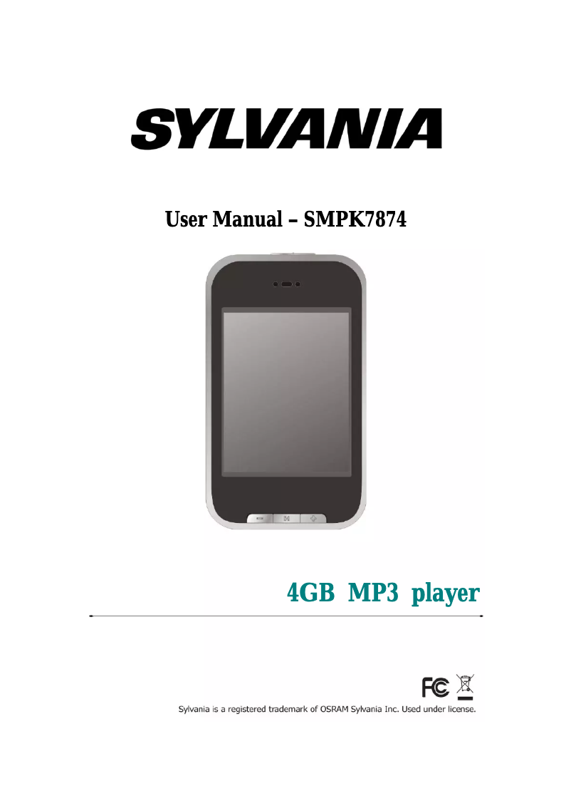 Page n°1 - Manuel utilisateur Sylvania SMPK7874