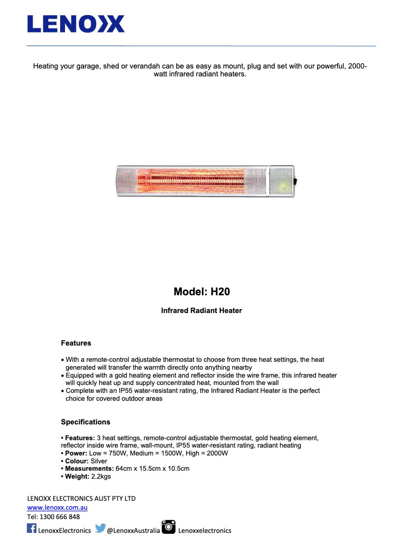 Image de la première page du manuel de l'appareil H20