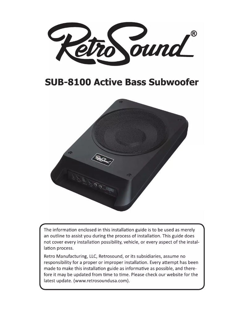 Page n°1 - Manuel utilisateur RetroSound SUB-8100